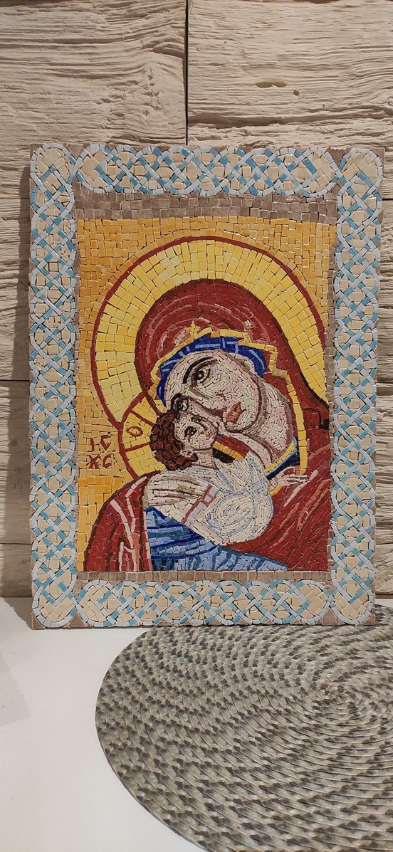 Mozaika artystyczna. Ikona z mozaiki Briare. Pan Mariusz Wójciński