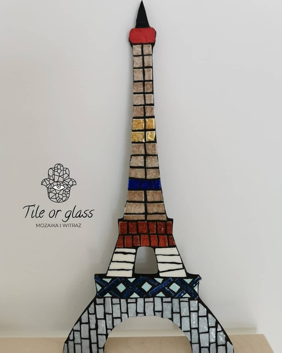 Mozaika artystyczna. Wieża Eiffel`a z mozaiki Briare. Pracownia ceramiczna Tile or Glass