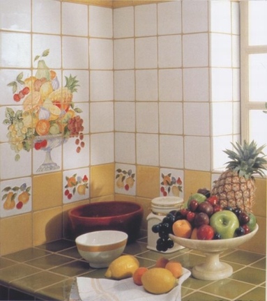 Carre pytka kuchenna seria Harmonie dekoracja Coupe de fruit - glazura 11 x 11