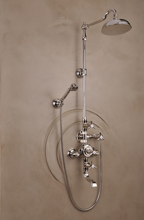 Zestaw prysznicowy natynkowy Monarque 37.01 z termostatem w stylu Art Deco, Herbeau Francja