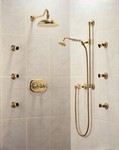 Zestaw prysznicowy podtynkowy Royale z termostatem , deszczownica 200mm , prysznic rczny na suwaku , dysze boczne , Herbeau