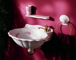 Umywalka ceramiczna Coquille rcznie malowana - Herbeau Francja