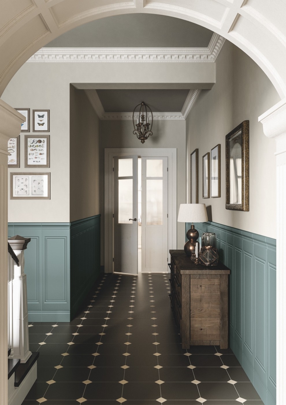  Płytki boazeryjne niebieskie na ściany korytarza - Grazia Ceramiche seria Elegance