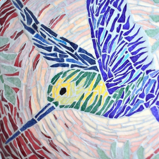 Mozaika artystyczna. Rajski ptak z mozaiki Briare. Pracownia ceramiczna Dozaika