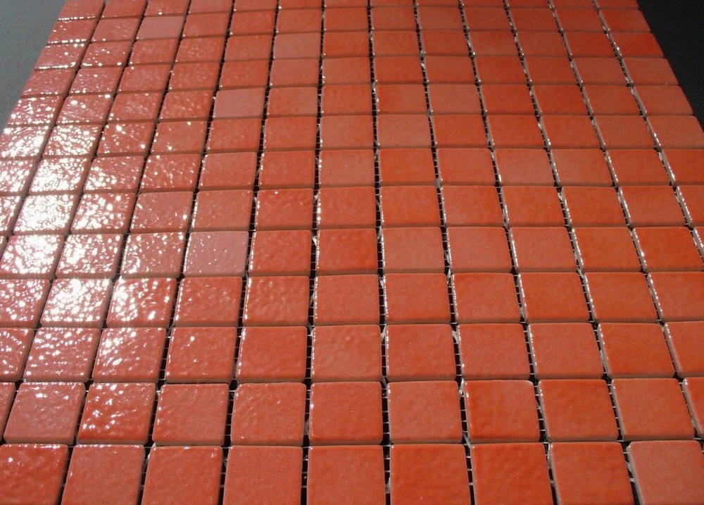 mozaika ceramiczna czerwona-koralowa błyszcząca 2,5 x 2,5 cm zinnia AG70 - Briare