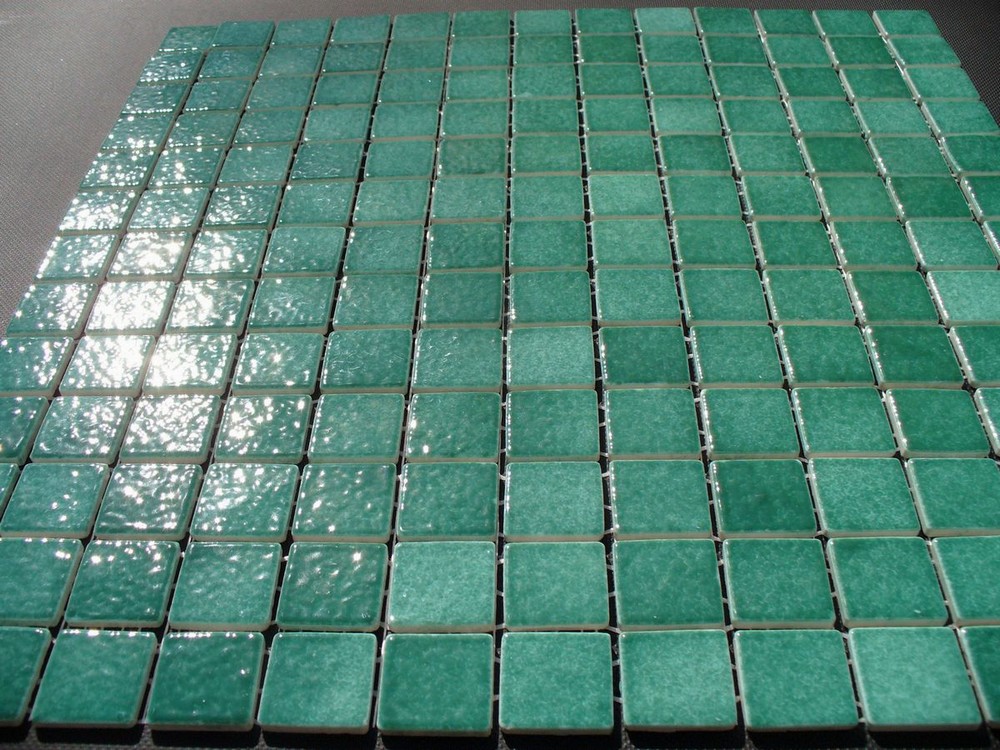 mozaika ceramiczna zielona butelkowa błyszcząca, 2,5 x 2,5 cm buis AG31 - Briare