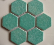 mozaika ceramiczna - porcelanowa heksagonalna zielona błyczcząca - yucca - producent: Emaux de Briare