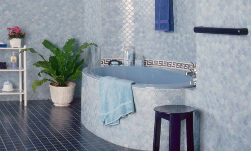 mozaika wachlarzyki aranżacja łazienkowa Briare