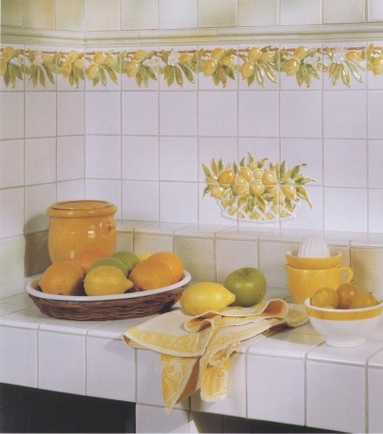 Carre - kuchnia - seria Colombiere dekoracja Citrons - gres emaliowany 11 x11 cm