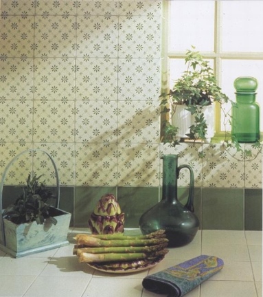 Carre płytka kuchenna seria Aquarelle dekoracja Variations - glazura/gres emaliowany 14 x 14