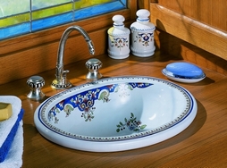 Umywalka ceramiczna Opal wpuszczana w blat ręcznie malowana - Herbeau Francja