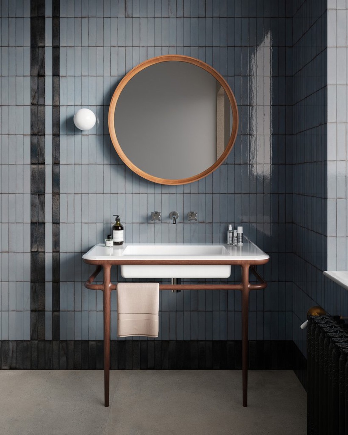 połączenie ciemno szarej cegiełki 5x20 i niebieskiej cegiełki 5x20 seria Tetris od Sant Agostino