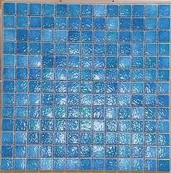 mozaika ceramiczna 2,5 x 2,5 cm błyszcząca niebiesko-zielona, Galapagos - unikalna mozaika w kolorze mórz południowych. Mieni się kolorami błękitu, turkusu, seledynu... 